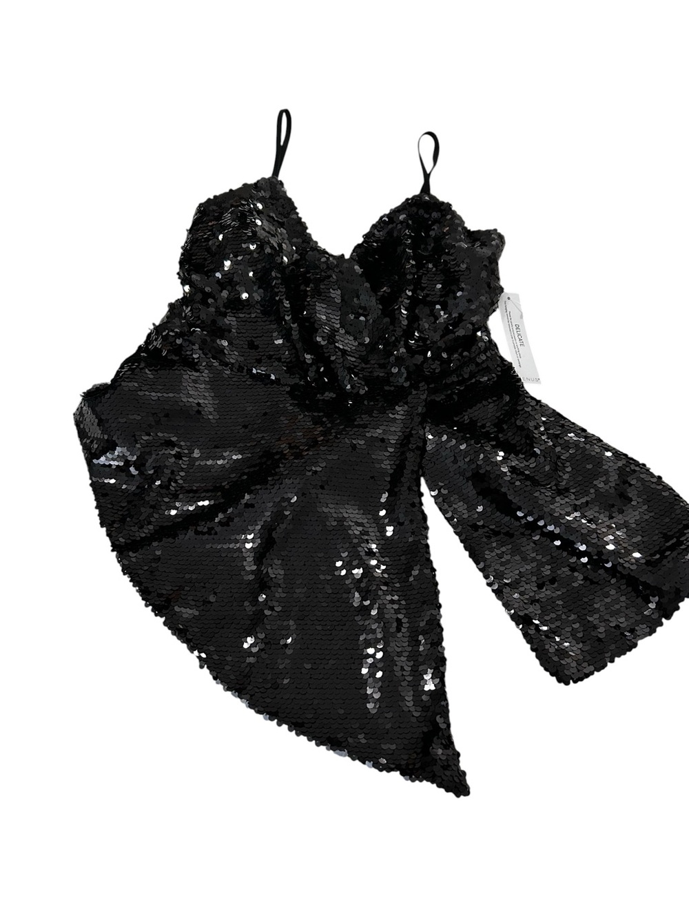 VENUS Black Sequin Evening Top with Spaghetti Straps